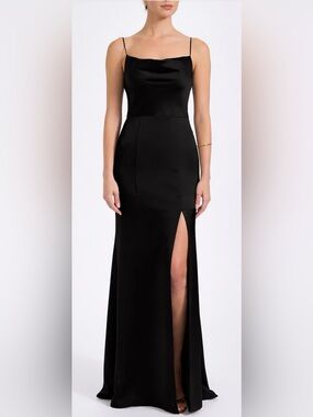 amsale mikado a-line midi-dress Amsale Women's Mikado Draped Bodice Gown - Black main image 0